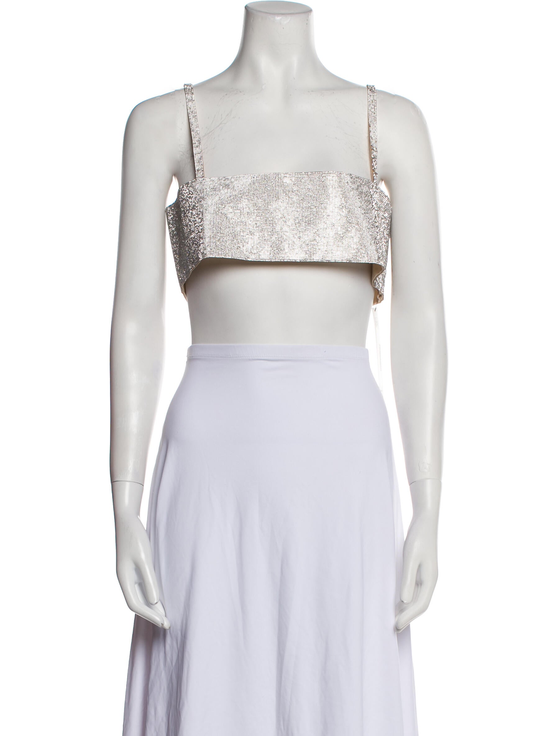 Nuè Sequin Square Neckline Crop Top