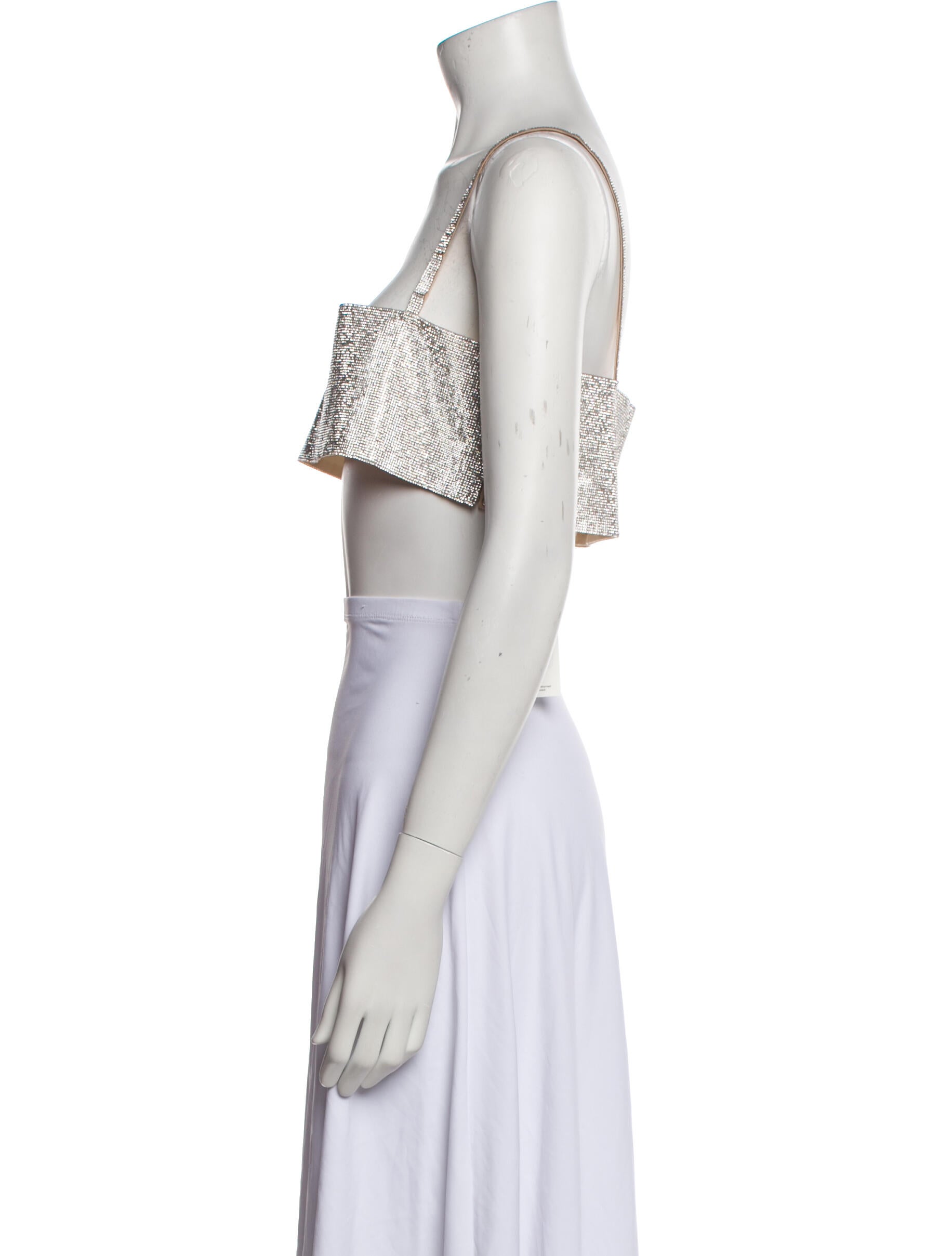 Nuè Sequin Square Neckline Crop Top