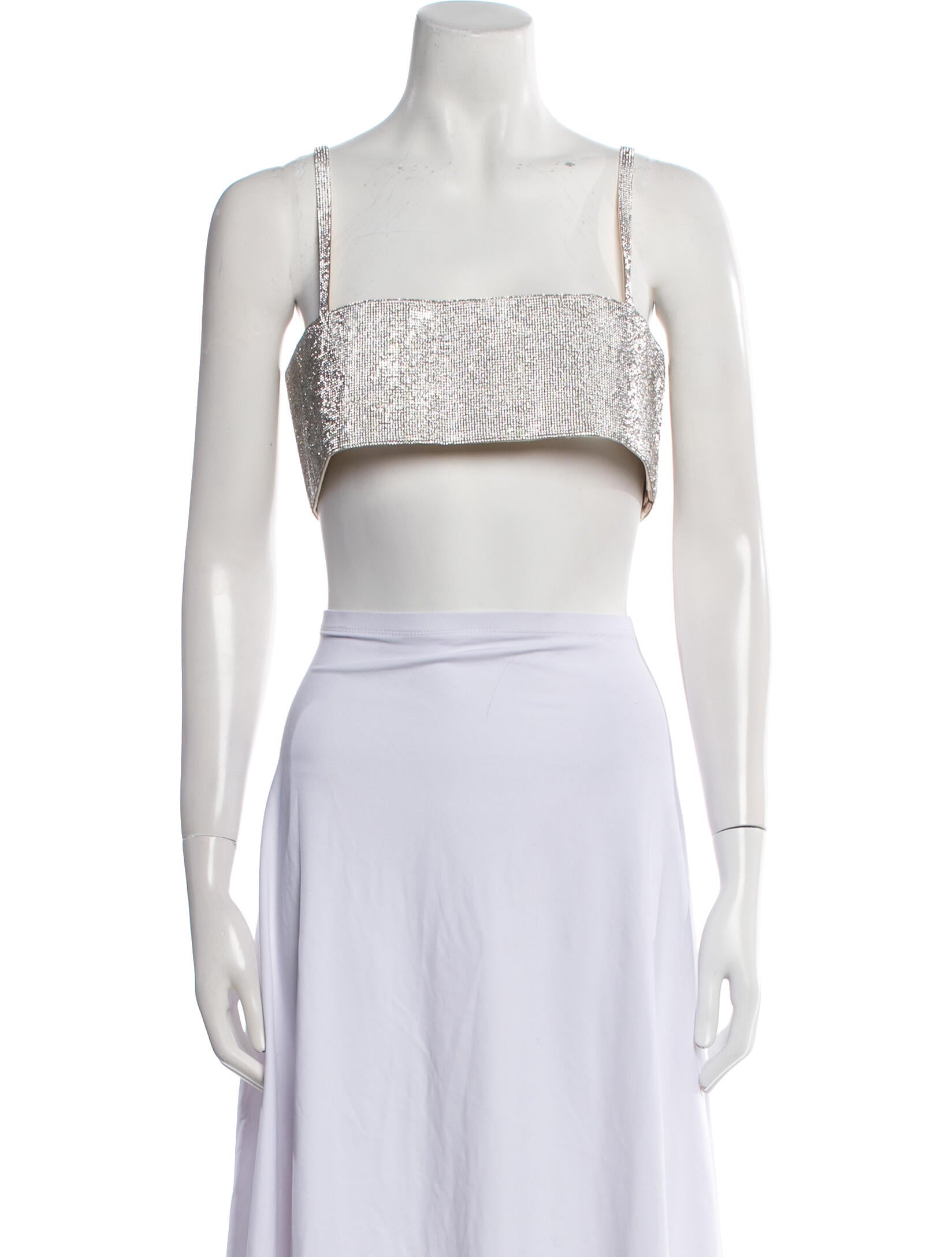 Nuè Sequin Square Neckline Crop Top