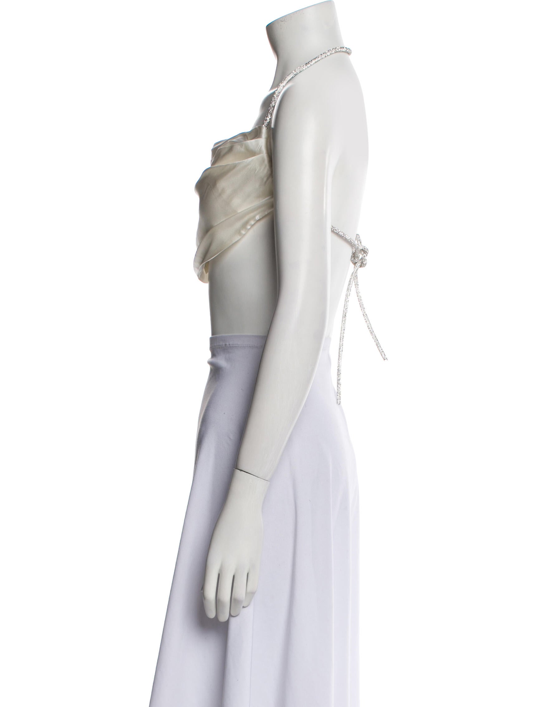 Nuè Silk Cowl Neck Crop Top