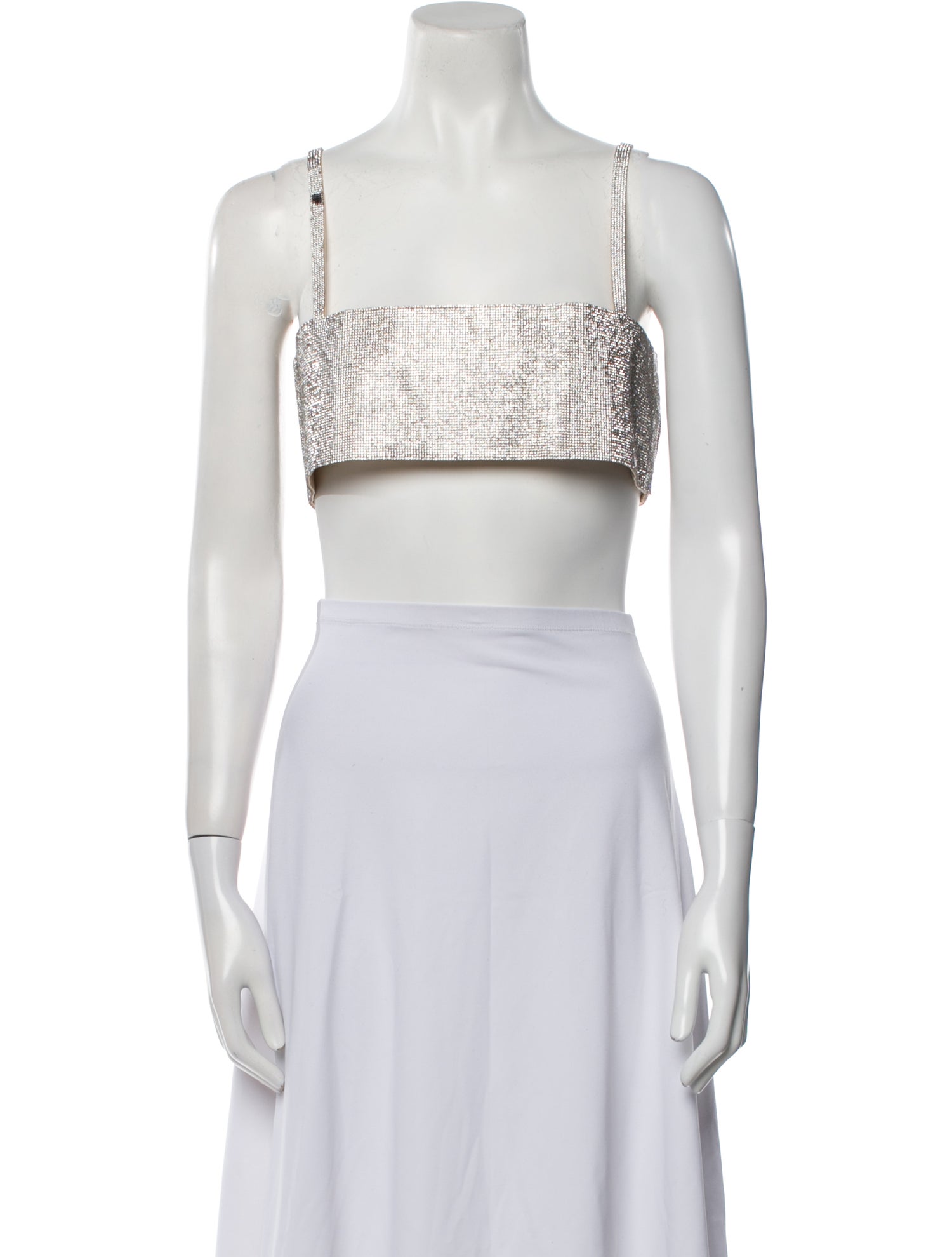 Nuè Sequin Square Neckline Crop Top