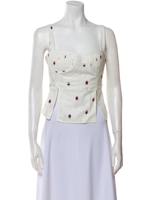 Nuè Linen Polka Dot Print Crop Top