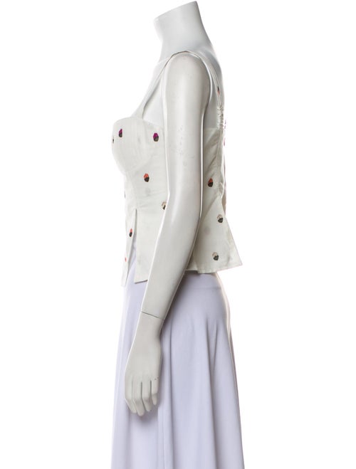 Nuè Linen Polka Dot Print Crop Top