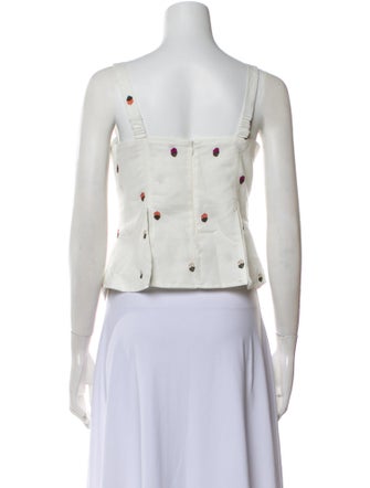 Nuè Linen Polka Dot Print Crop Top