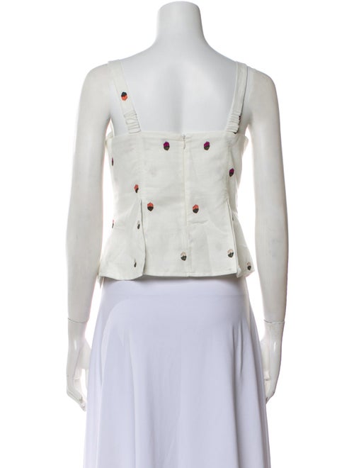 Nuè Linen Polka Dot Print Crop Top