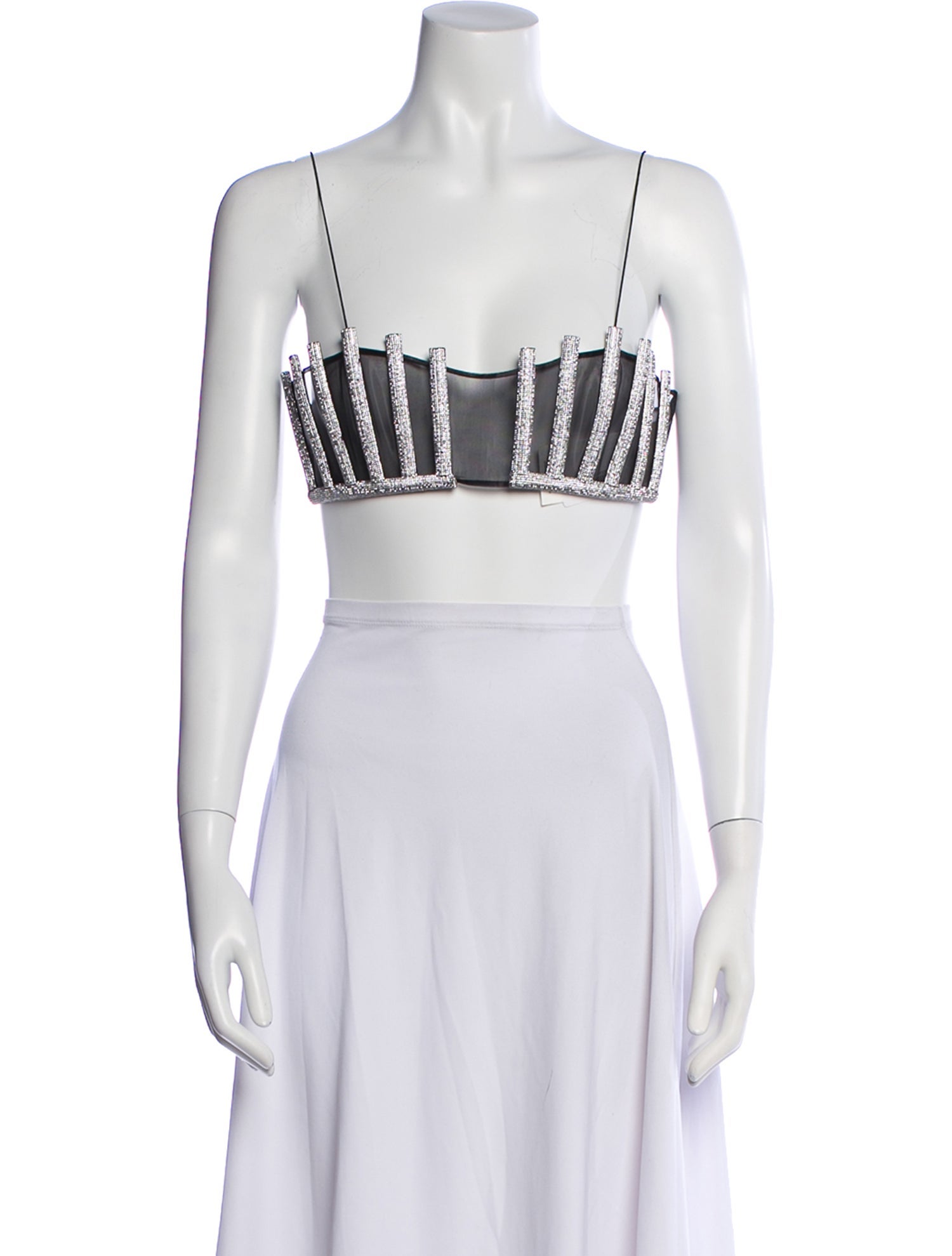 Nuè Silk Lace Pattern Crop Top