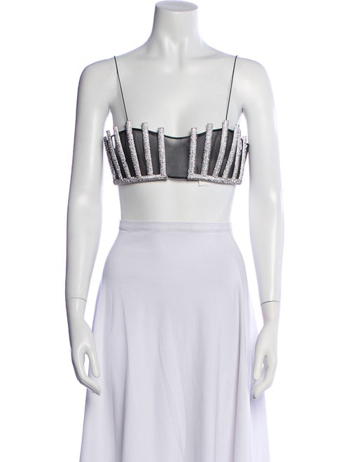 Nuè Silk Lace Pattern Crop Top