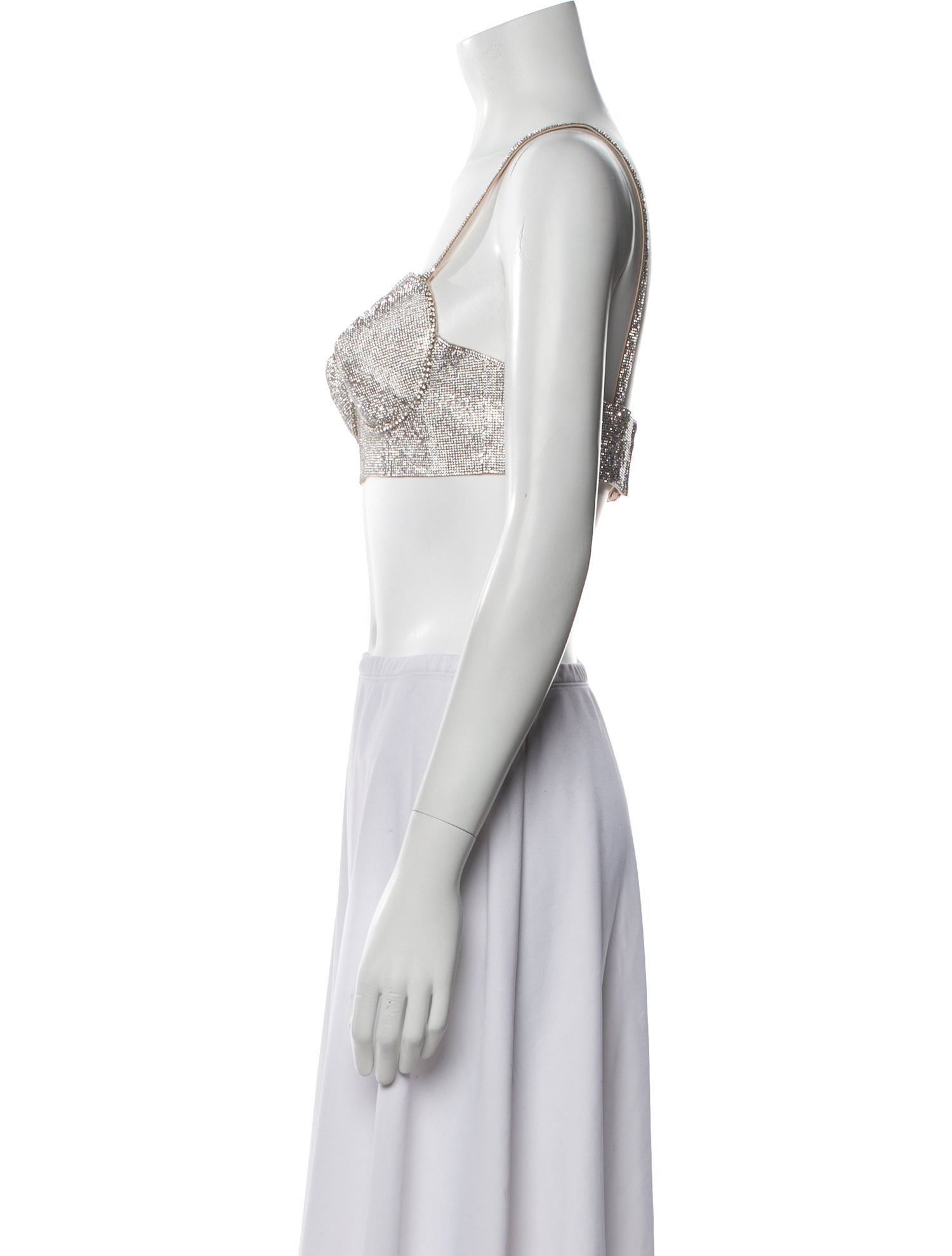 Nuè Printed Square Neckline Crop Top