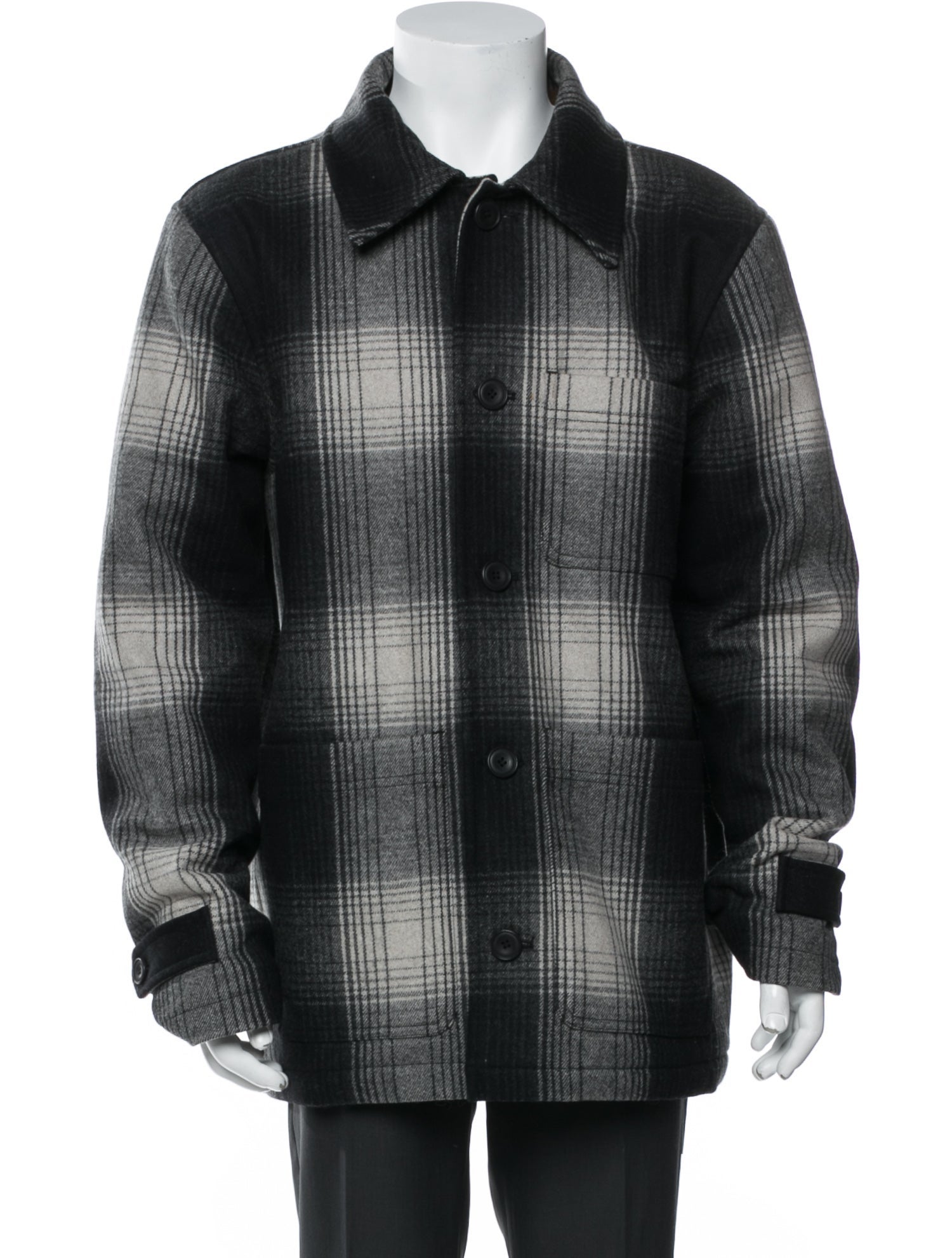 Nudie Jeans Co Wool Plaid Print Puffer Coat
