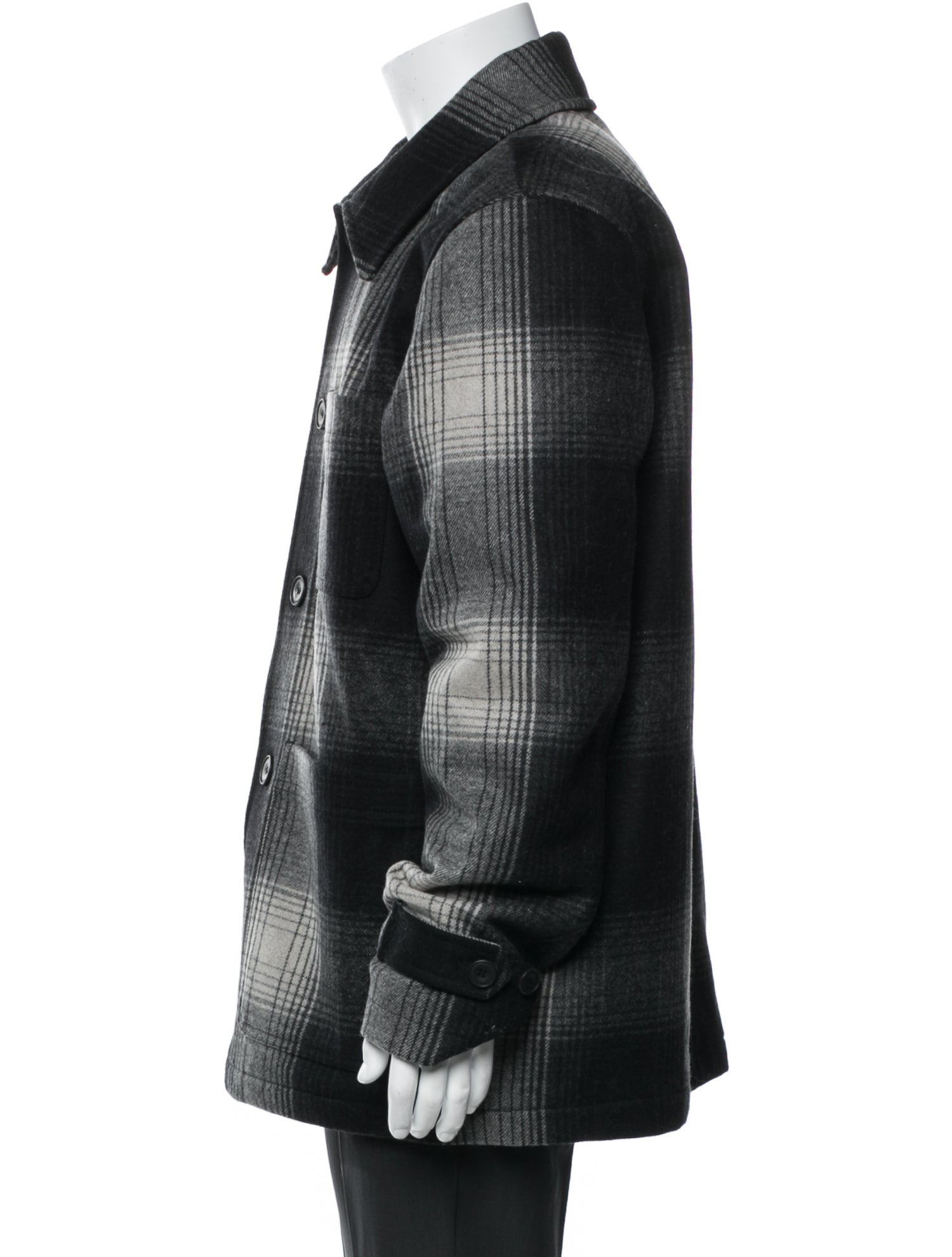 Nudie Jeans Co Wool Plaid Print Puffer Coat