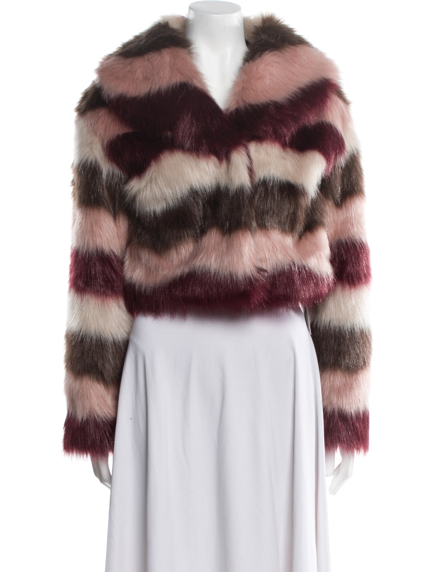 NVLT Faux Fur Striped Faux Fur Jacket