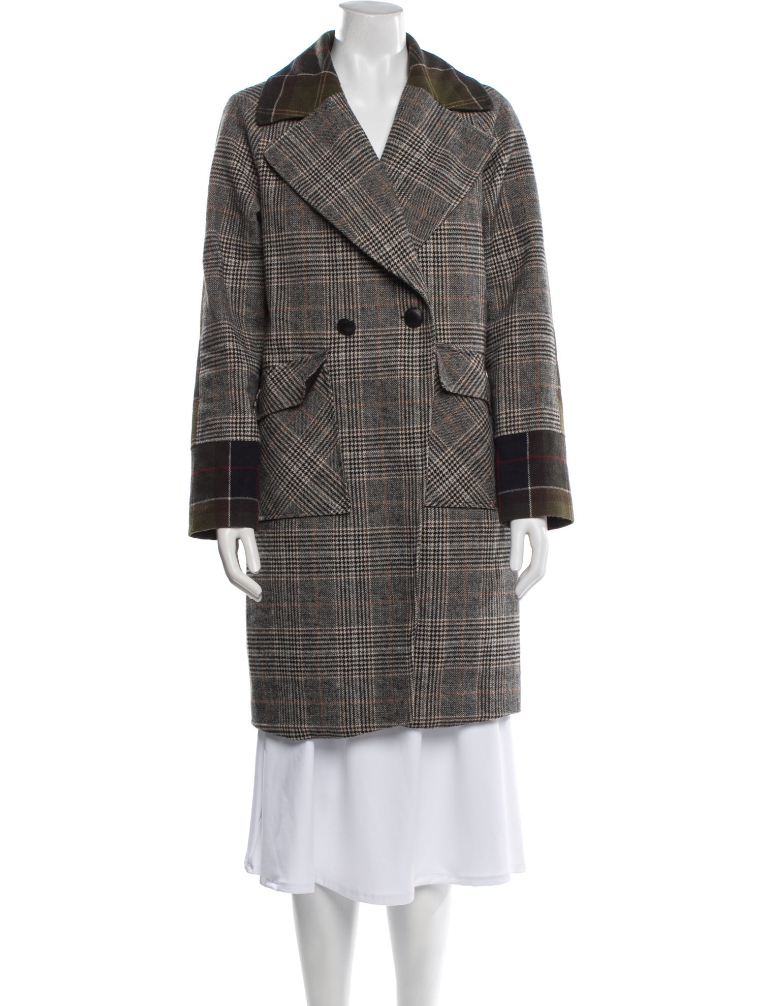 NVLT Plaid Print Trench Coat