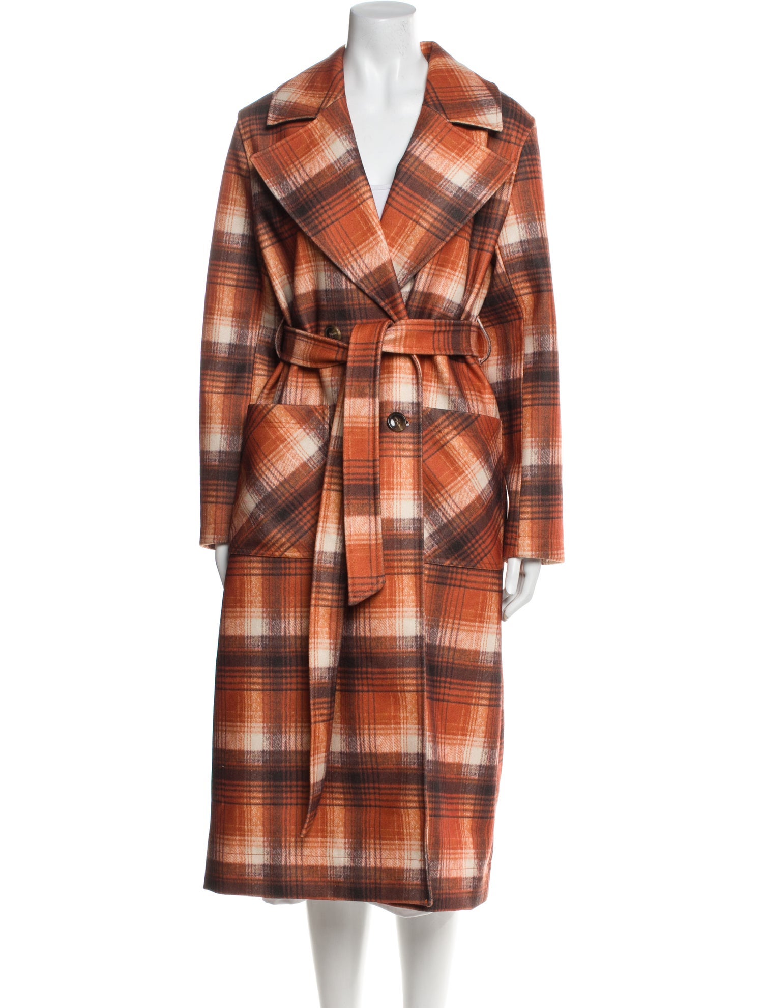 NVLT Plaid Print Trench Coat