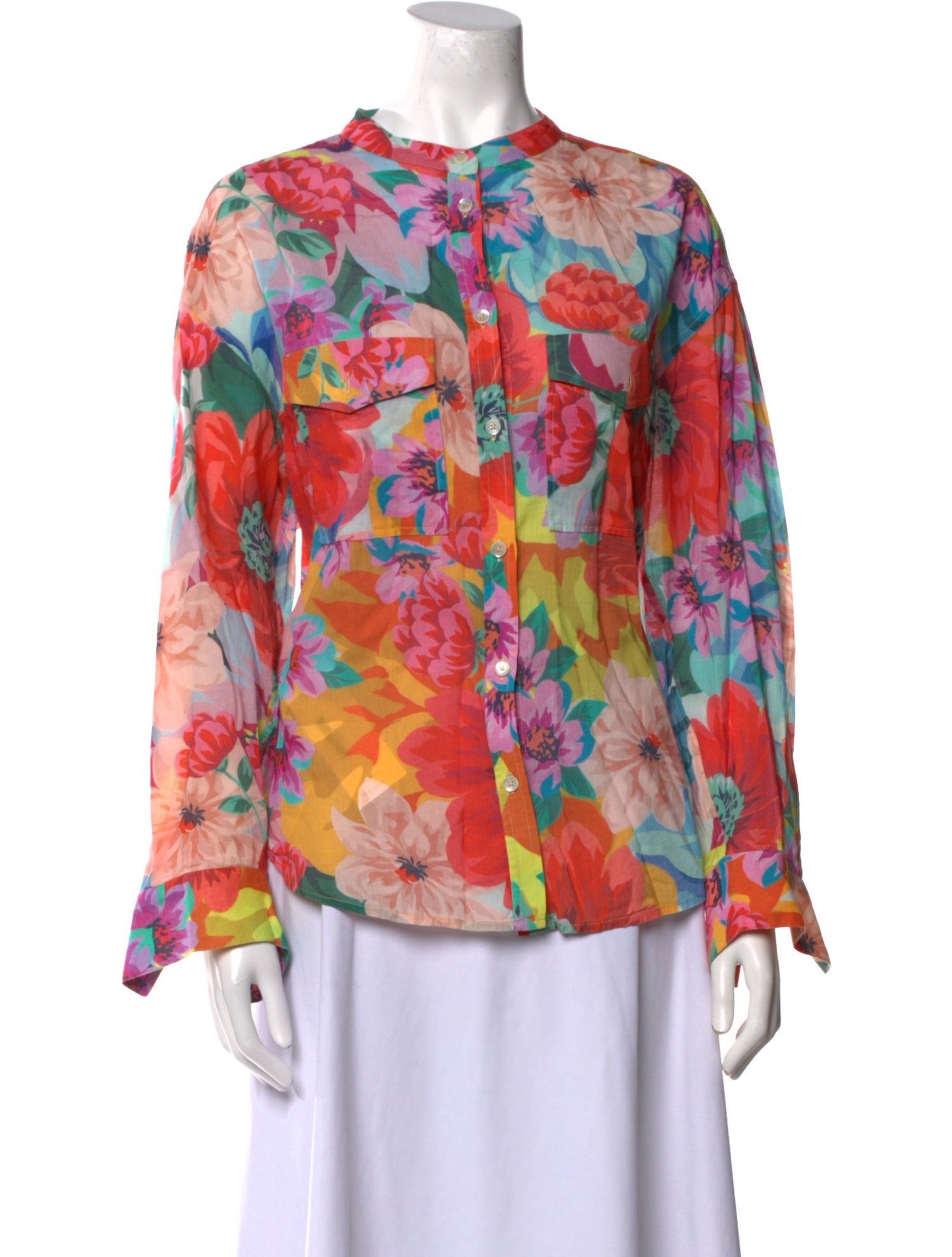 Megan Park Floral Print Crew Neck Blouse
