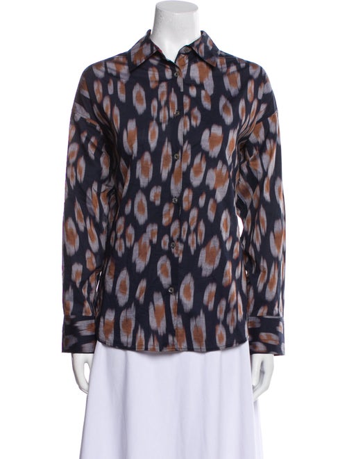 Megan Park Printed Long Sleeve Button-Up Top