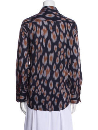 Megan Park Printed Long Sleeve Button-Up Top