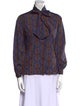 Oscar de la Renta Sport Printed Mock Neck Blouse