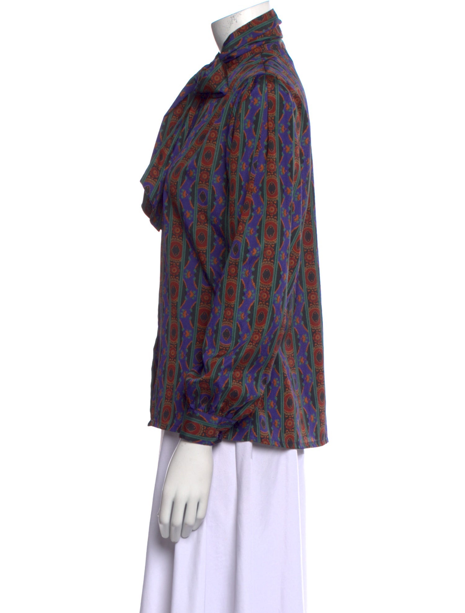 Oscar de la Renta Sport Printed Mock Neck Blouse