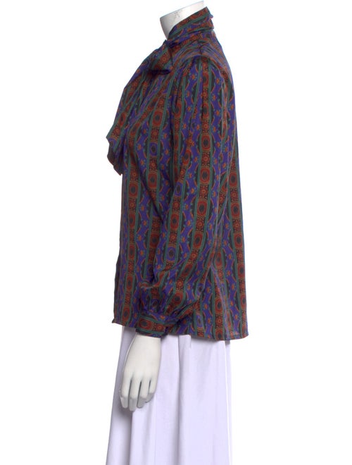 Oscar de la Renta Sport Printed Mock Neck Blouse