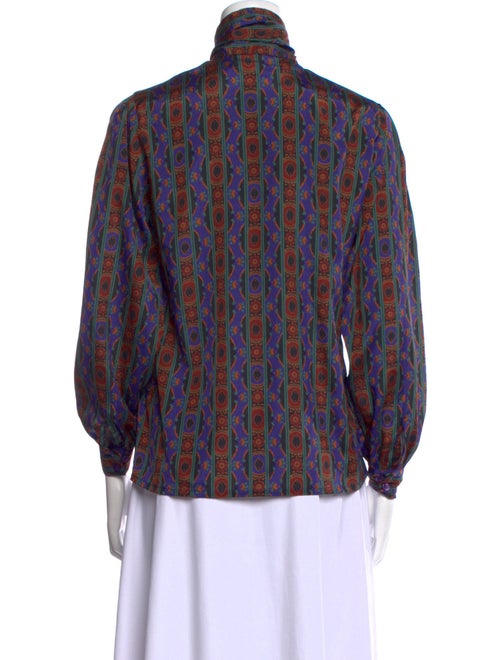 Oscar de la Renta Sport Printed Mock Neck Blouse