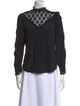 Oscar de la Renta Sport Mock Neck Three-Quarter Sleeve Blouse