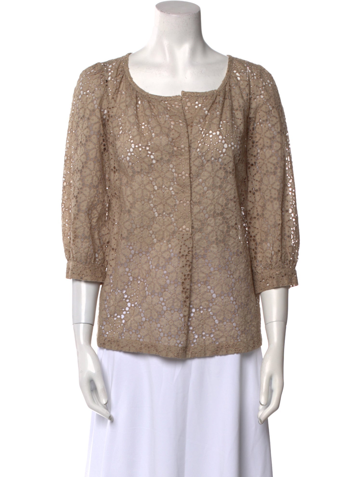 Organic by John Patrick Scoop Neck Three-Quarter Sleeve Blouse