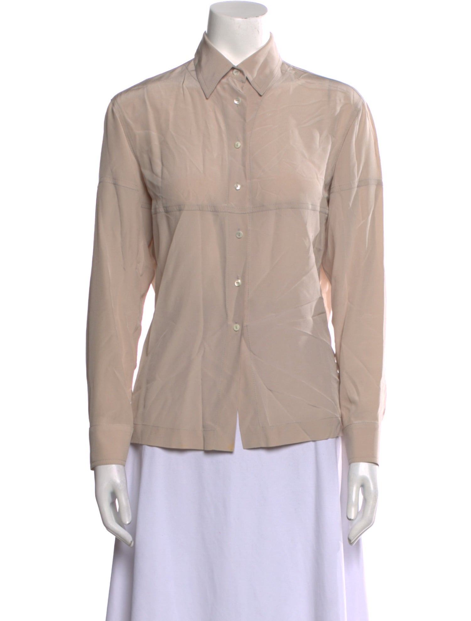 Organic by John Patrick Silk Long Sleeve Button-Up Top