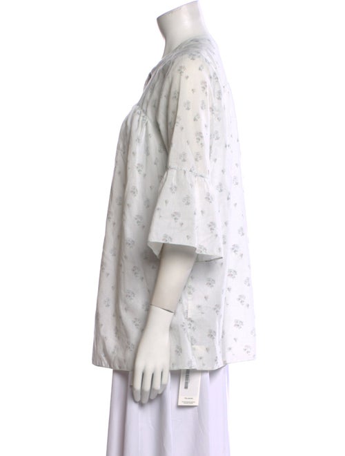 Organic by John Patrick Floral Print Mock Neck Button-Up Top