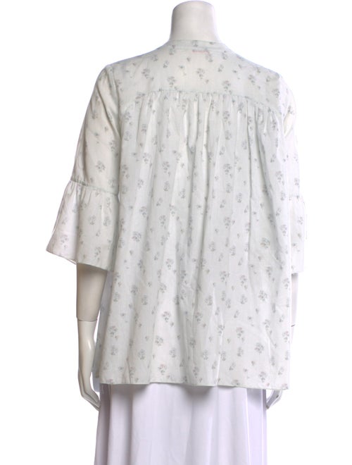 Organic by John Patrick Floral Print Mock Neck Button-Up Top