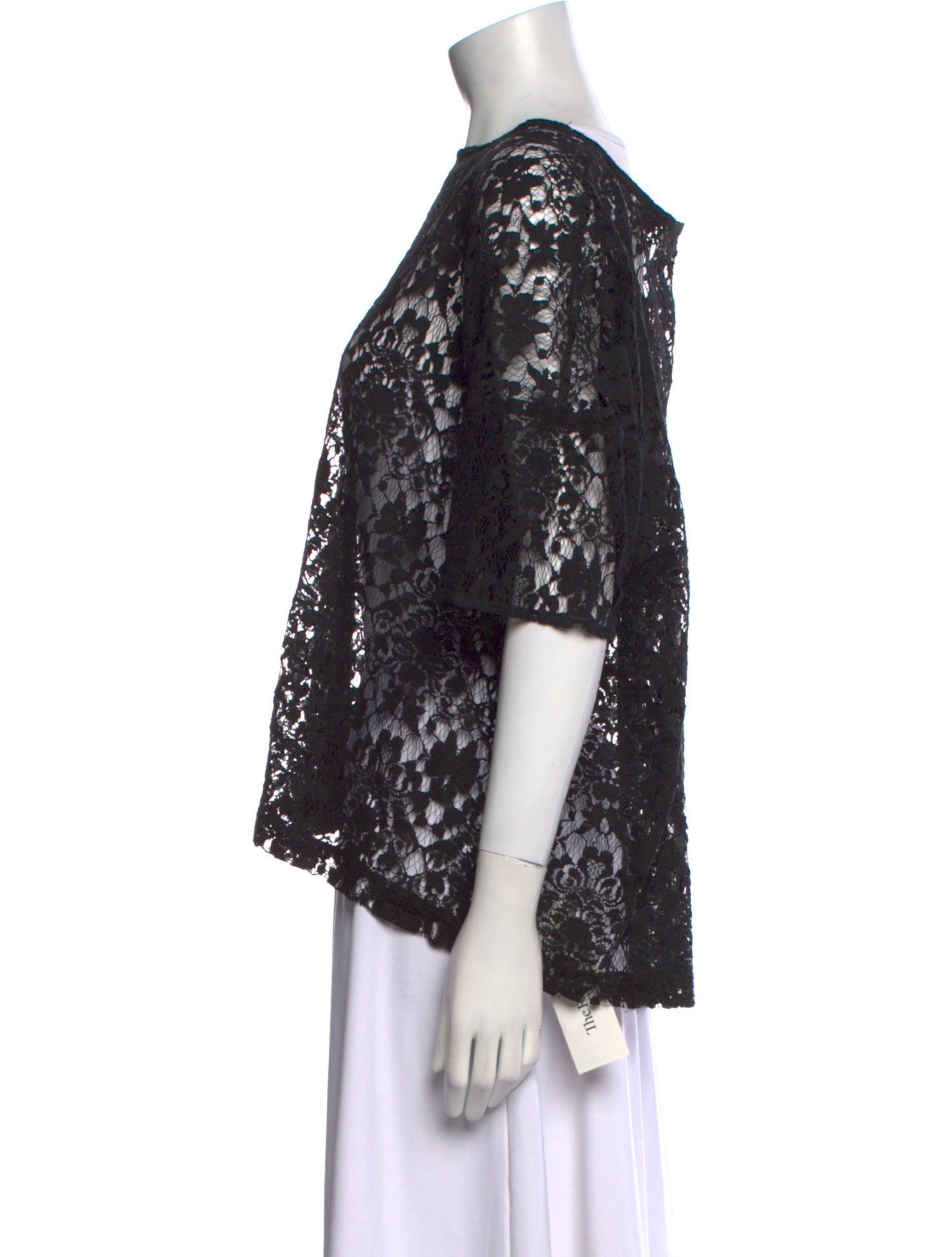 Organic by John Patrick Lace Pattern Bateau Neckline Blouse