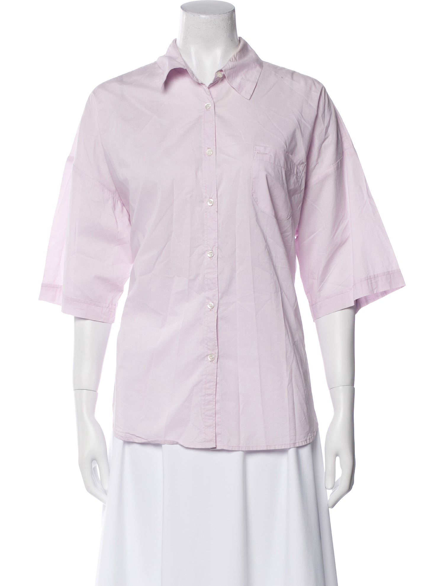 Organic by John Patrick Three-Quarter Sleeve Button-Up Top