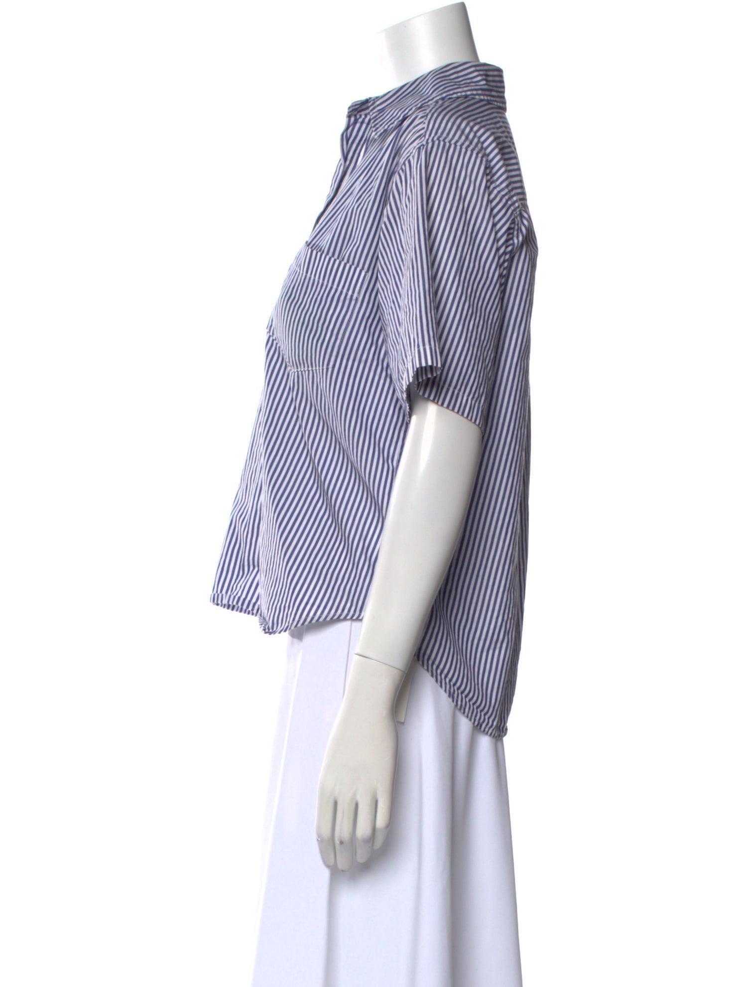 Organic by John Patrick Striped Short Sleeve Button-Up Top