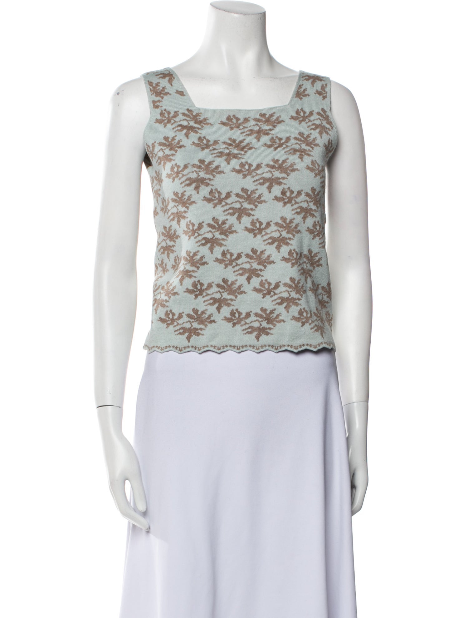 Oleana Wool Floral Print Crop Top