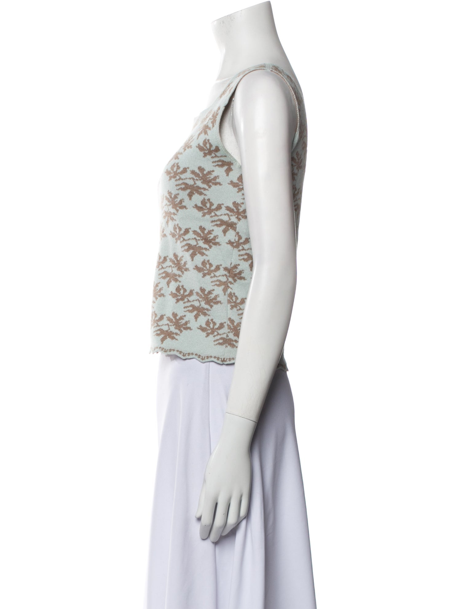 Oleana Wool Floral Print Crop Top