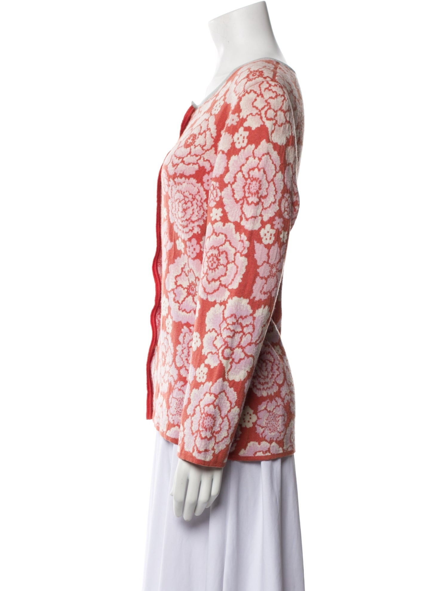 Oleana Merino Wool Floral Print Sweater