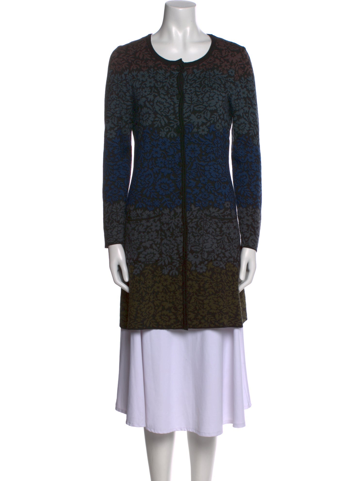 Oleana Merino Wool Floral Print Sweater