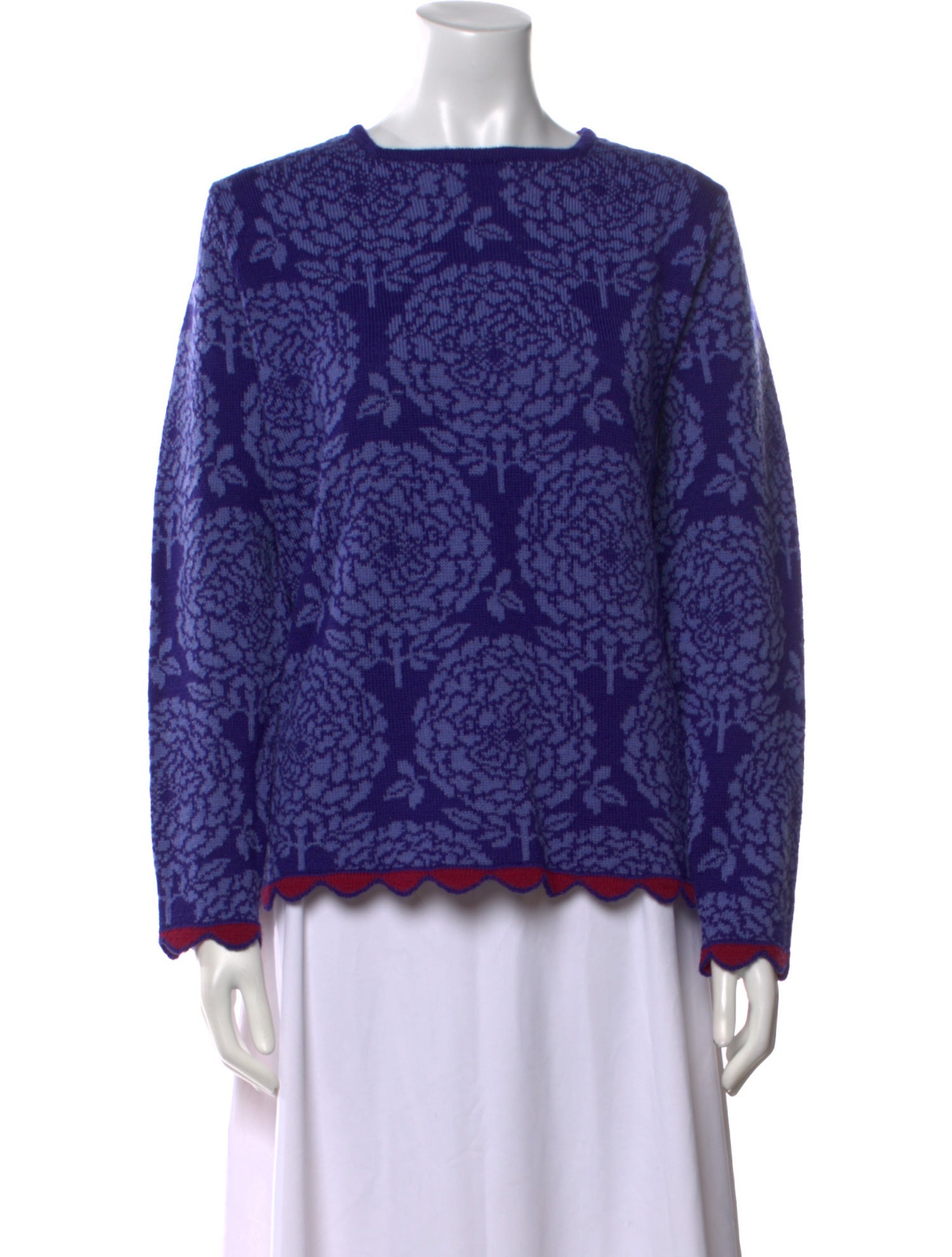 Oleana Printed Bateau Neckline Sweater