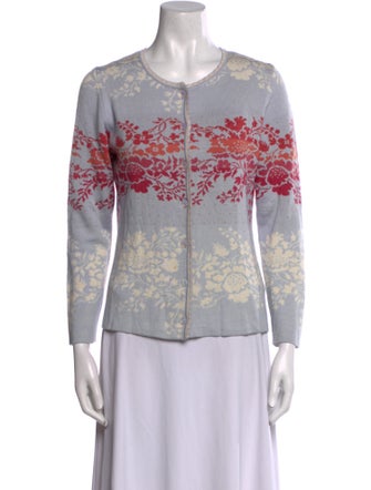 Oleana Merino Wool Floral Print Sweater