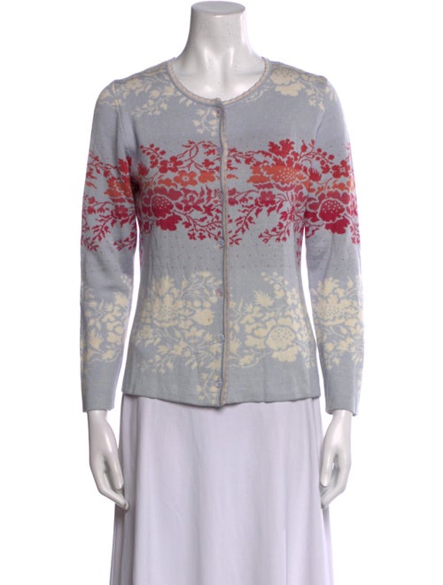 Oleana Merino Wool Floral Print Sweater