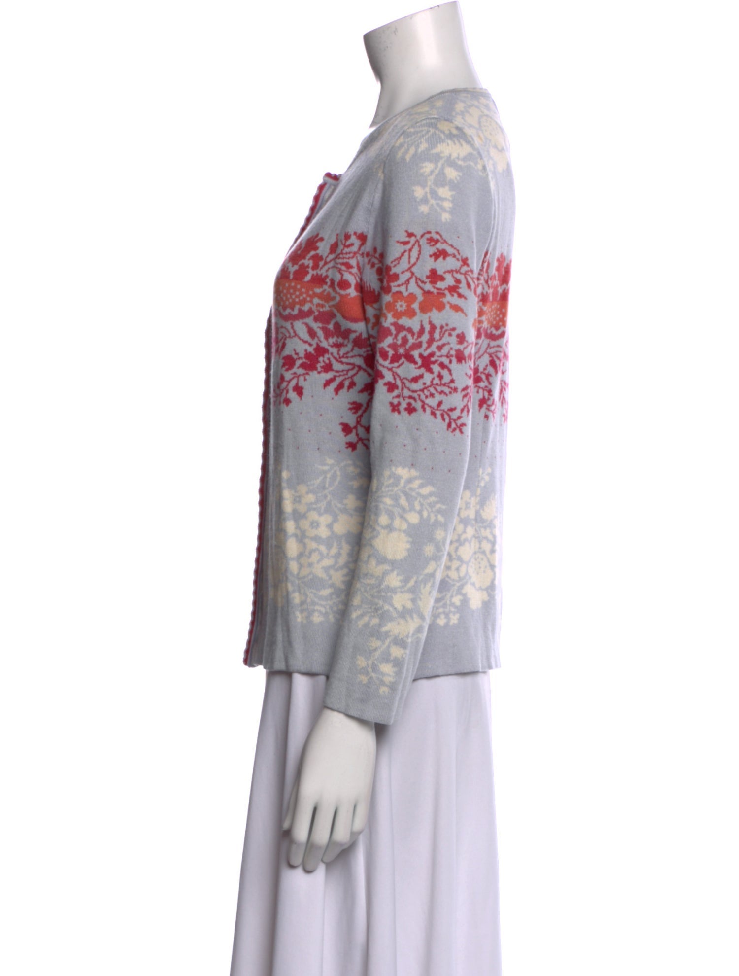 Oleana Merino Wool Floral Print Sweater