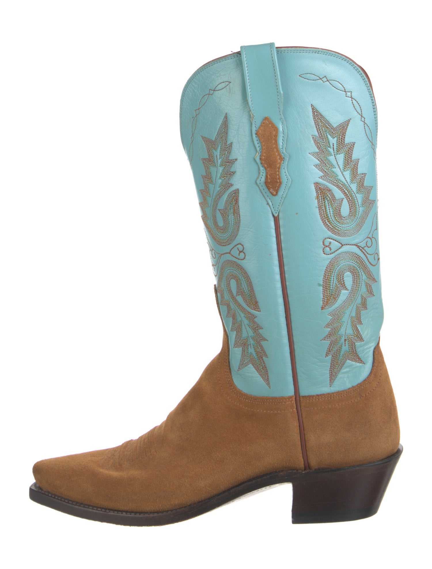 1883 by Lucchese Leather Colorblock Pattern Western Boots