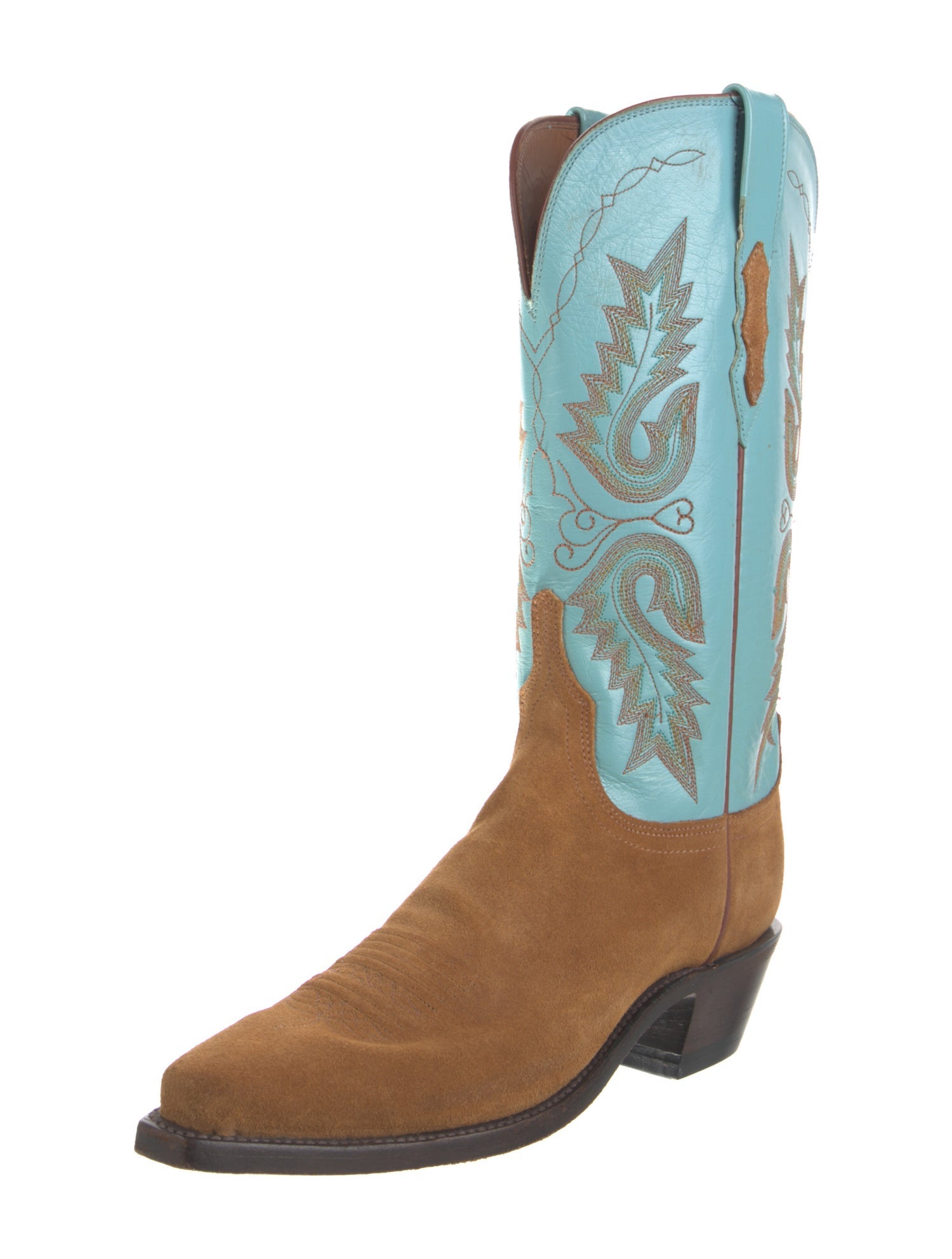 1883 by Lucchese Leather Colorblock Pattern Western Boots