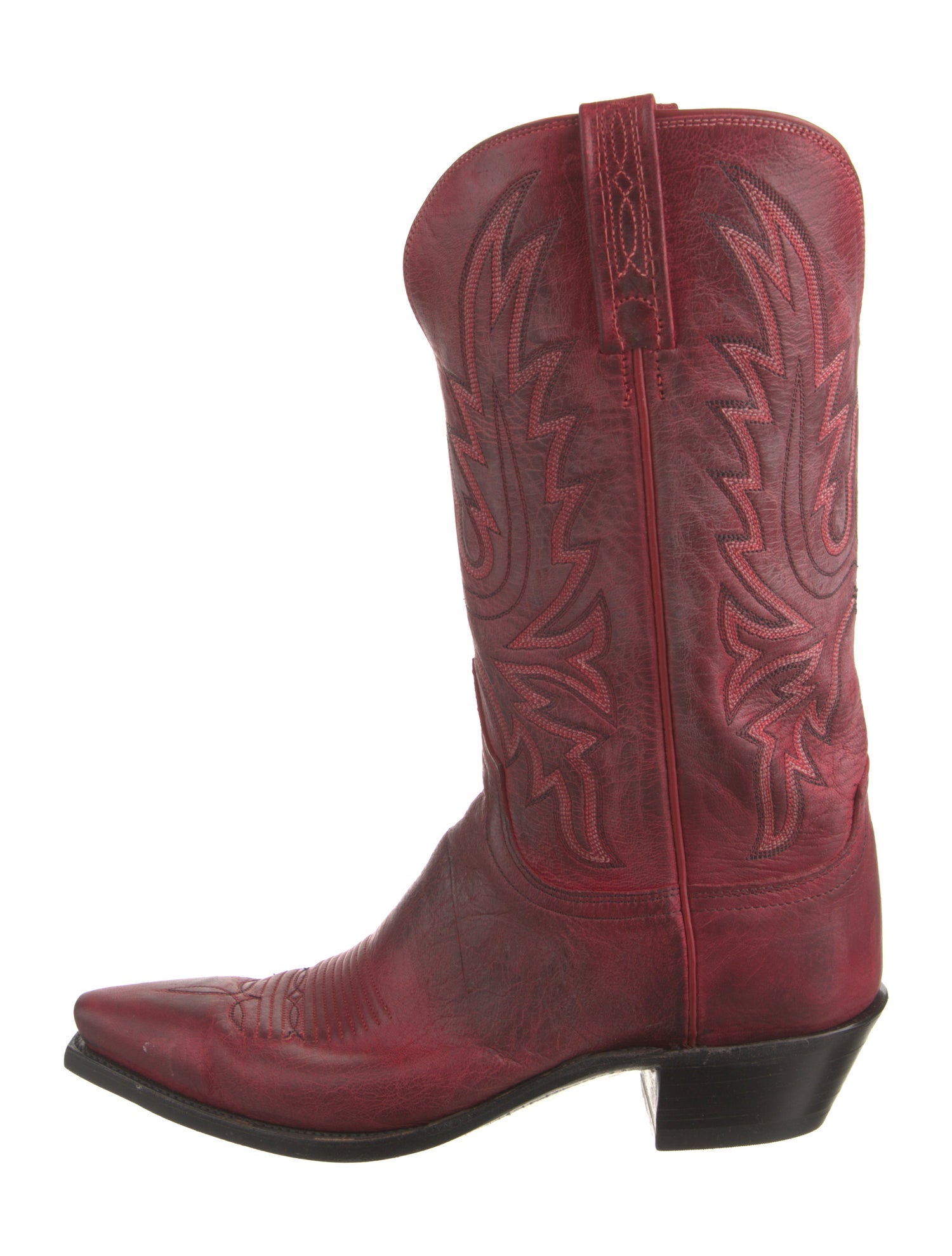 1883 by Lucchese Leather Colorblock Pattern Western Boots