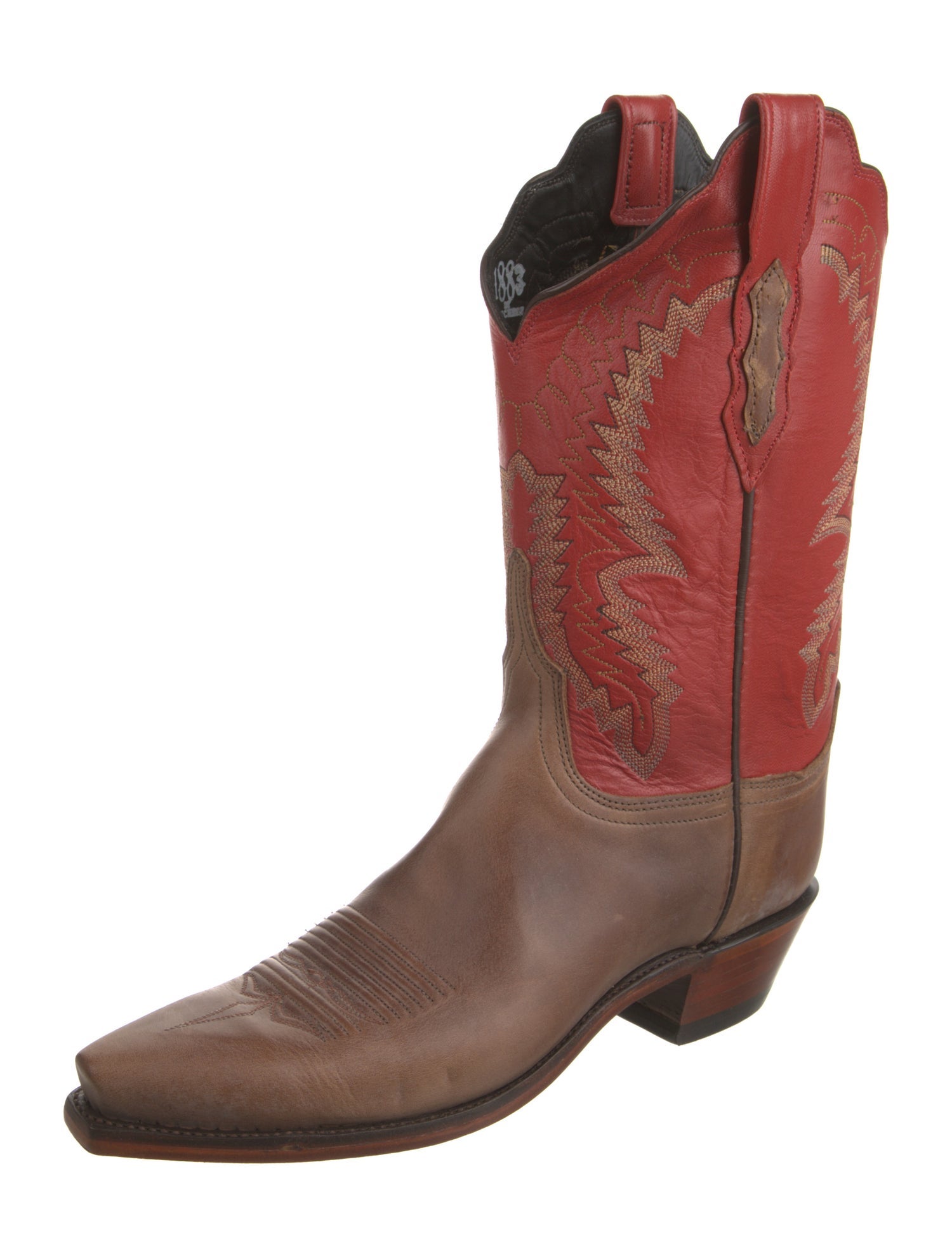 1883 by Lucchese Leather Colorblock Pattern Western Boots