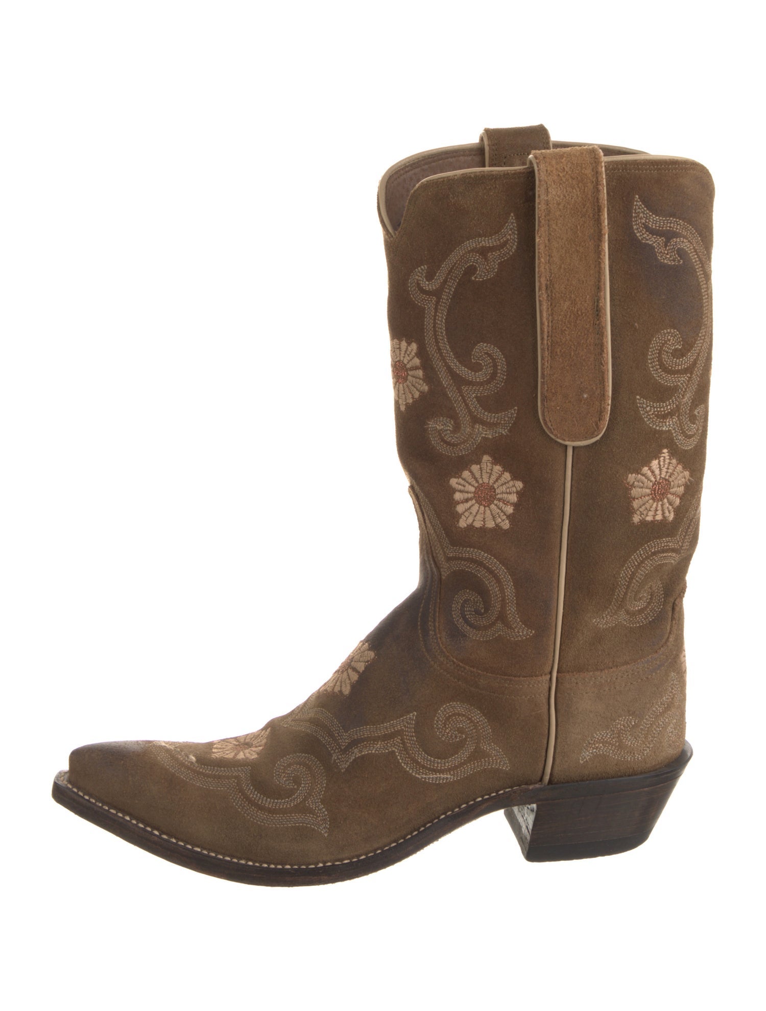 1883 by Lucchese Suede Floral Print Western Boots