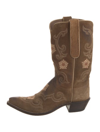 1883 by Lucchese Suede Floral Print Western Boots