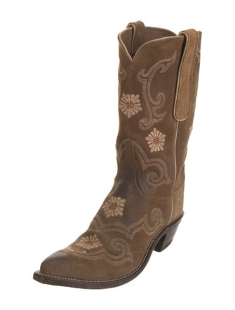 1883 by Lucchese Suede Floral Print Western Boots