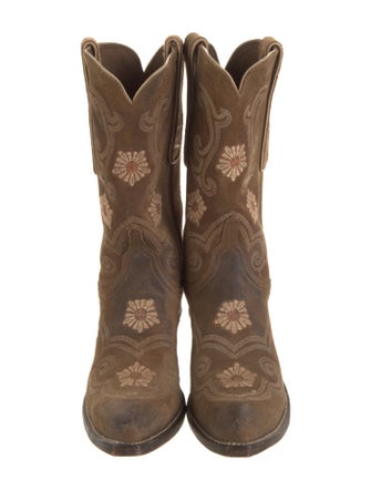 1883 by Lucchese Suede Floral Print Western Boots