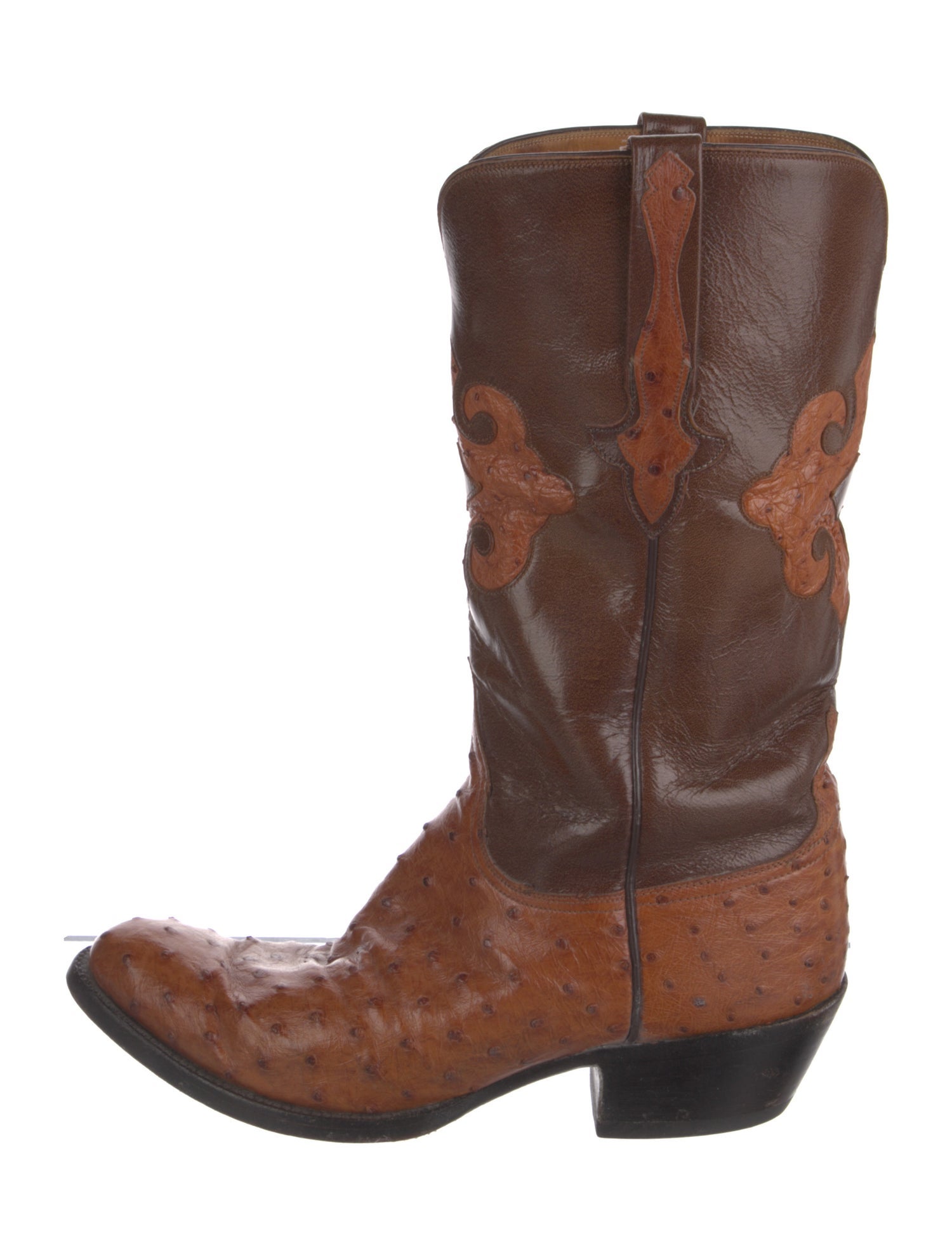 1883 by Lucchese Ostrich Colorblock Pattern Western Boots