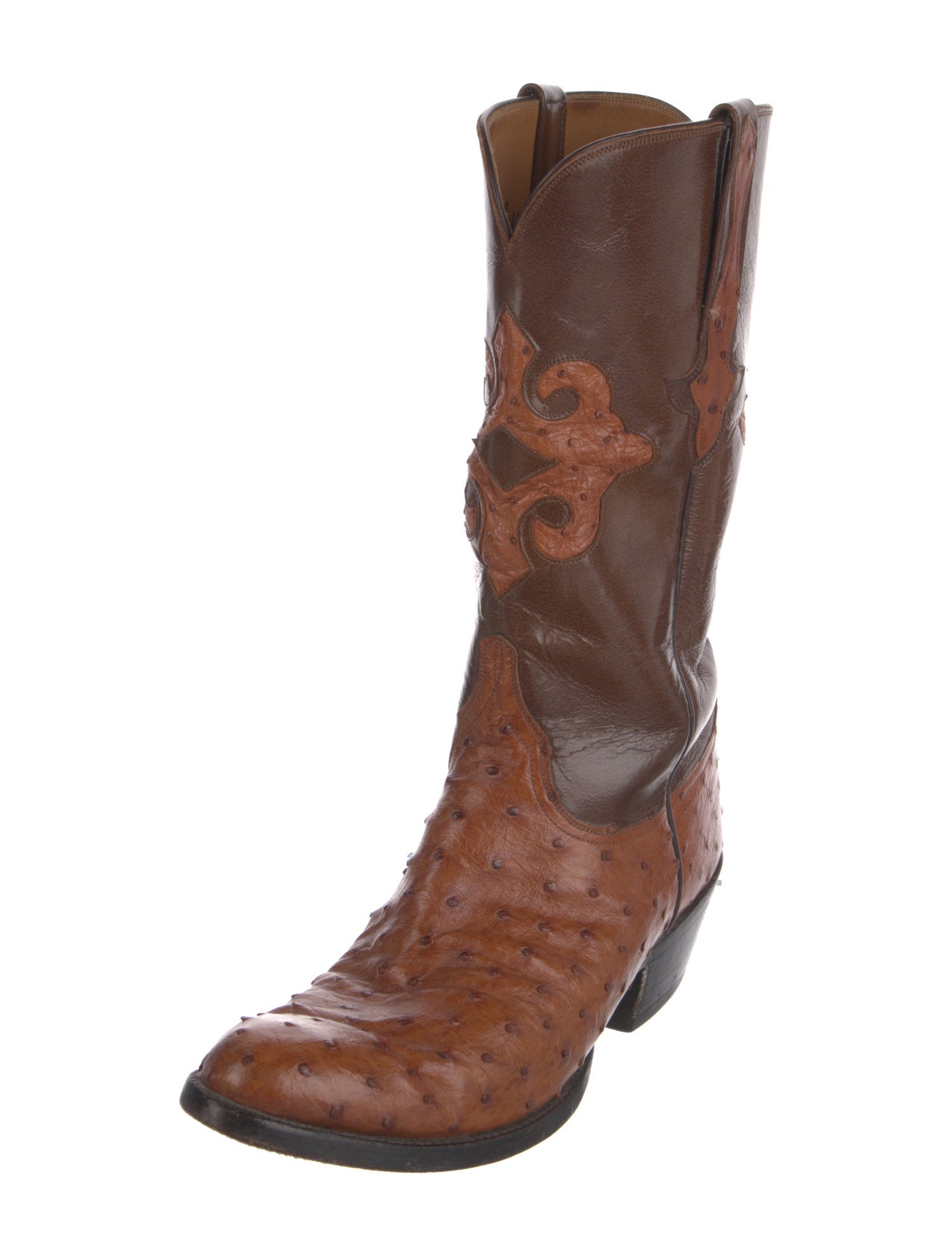 1883 by Lucchese Ostrich Colorblock Pattern Western Boots